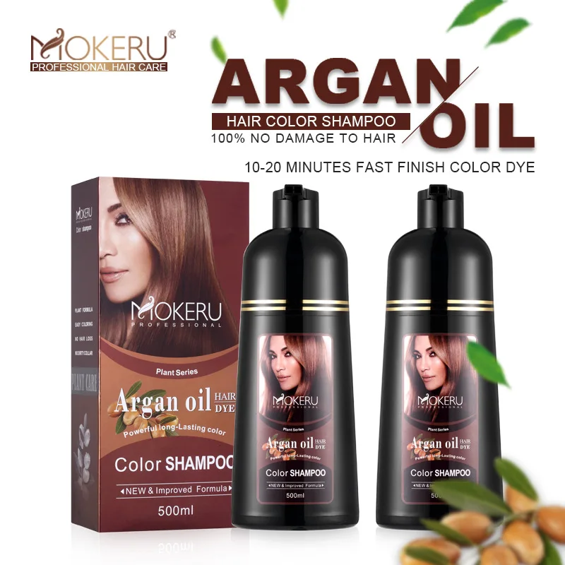 500ml Natural Argan Oil Essence Instant Hair Dye Shampoo Instant Hair Color  Cream Cover Permanent Hair Coloring Shampoo Women - Hair Color - AliExpress