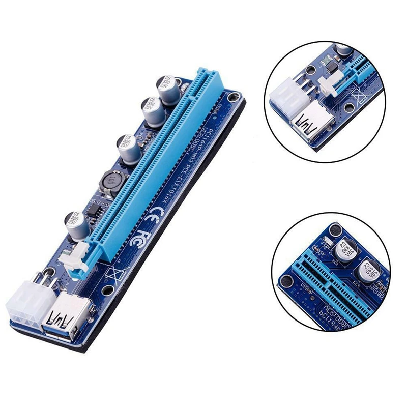Ver008C 6Pin Pci-E 1X To 16X Riser Card удлинитель Usb 3,0 кабель для майнинга