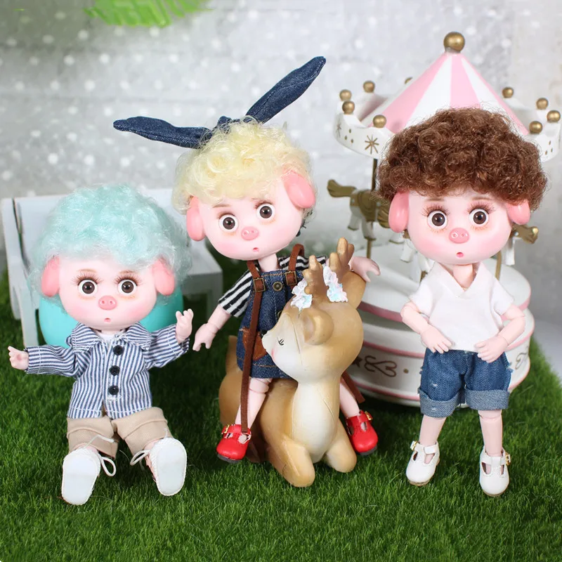 1/12 BJD 26 сиамская мини-кукла 15 см новая кукла счастливая свинка ob11 с оборудованием