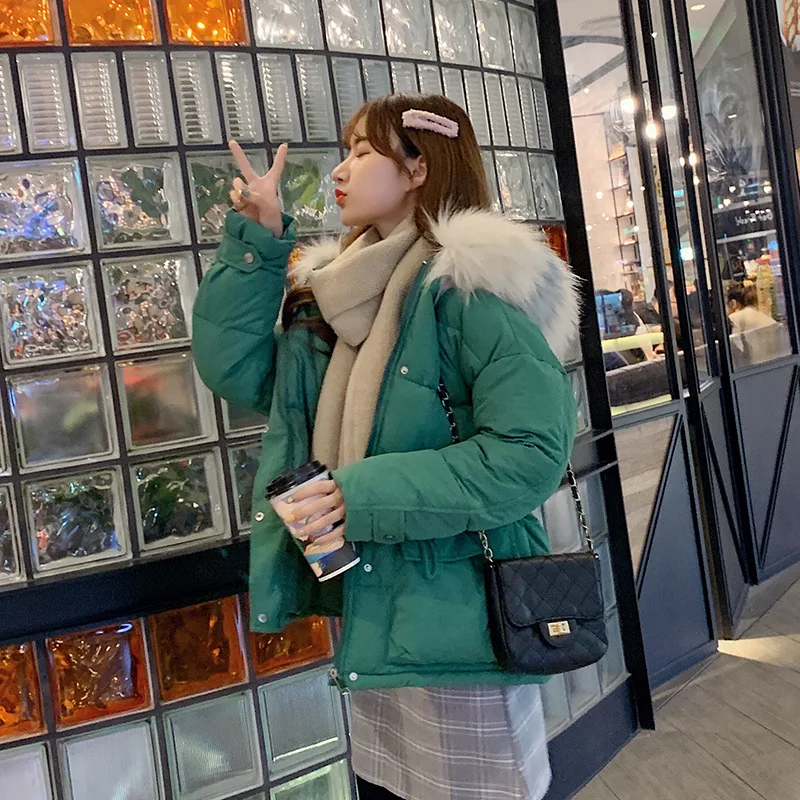 

2019 Winter New Style Korean-style Students Small Cotton-Padded Jacket Thick Short Cotton-padded Clothes Women's Loose-Fit Fur C