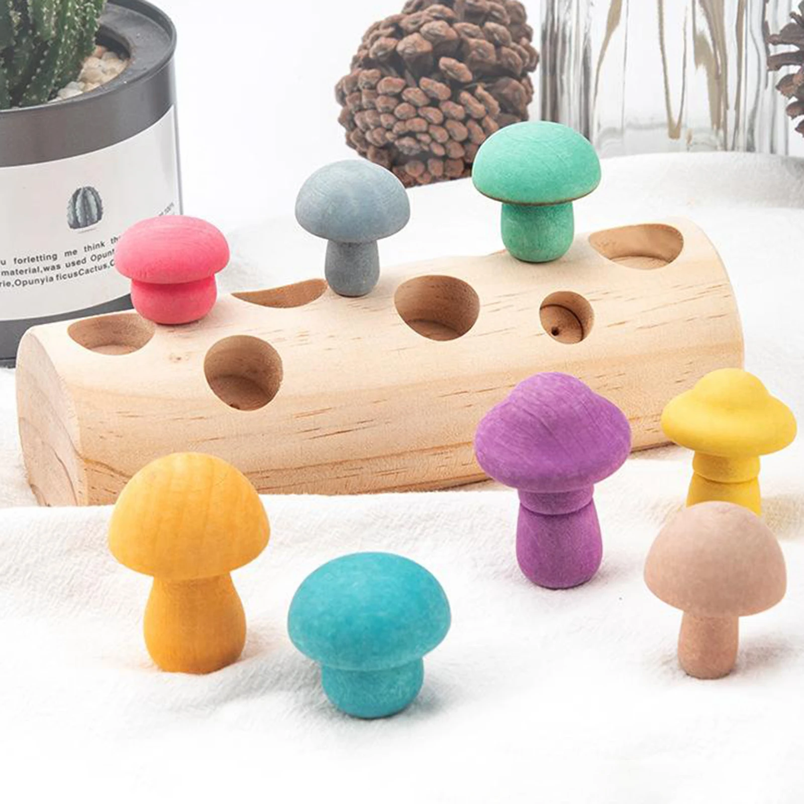 Montessori Wooden Colorful Mushroom Shaped Color Sorting Game Toy Kids Picking Mushroom Educational Toys Montessori Wooden Colorful Mushroom Shaped Color Sorting Game Toy Kids Picking Mushroom Educational Toys