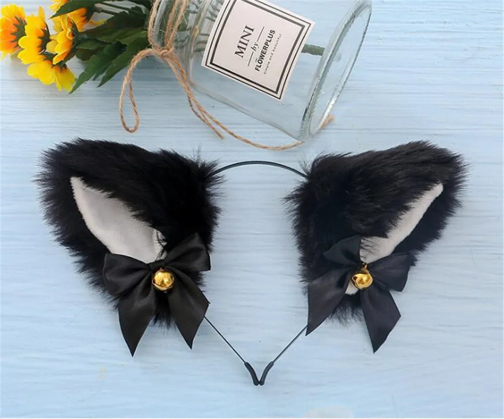 Yamalans Lovely Cat Ears Shape Hair Hoop Lace Feather Design Headband Photo Prop Party Carnival Cosplay Headwear White One Size 