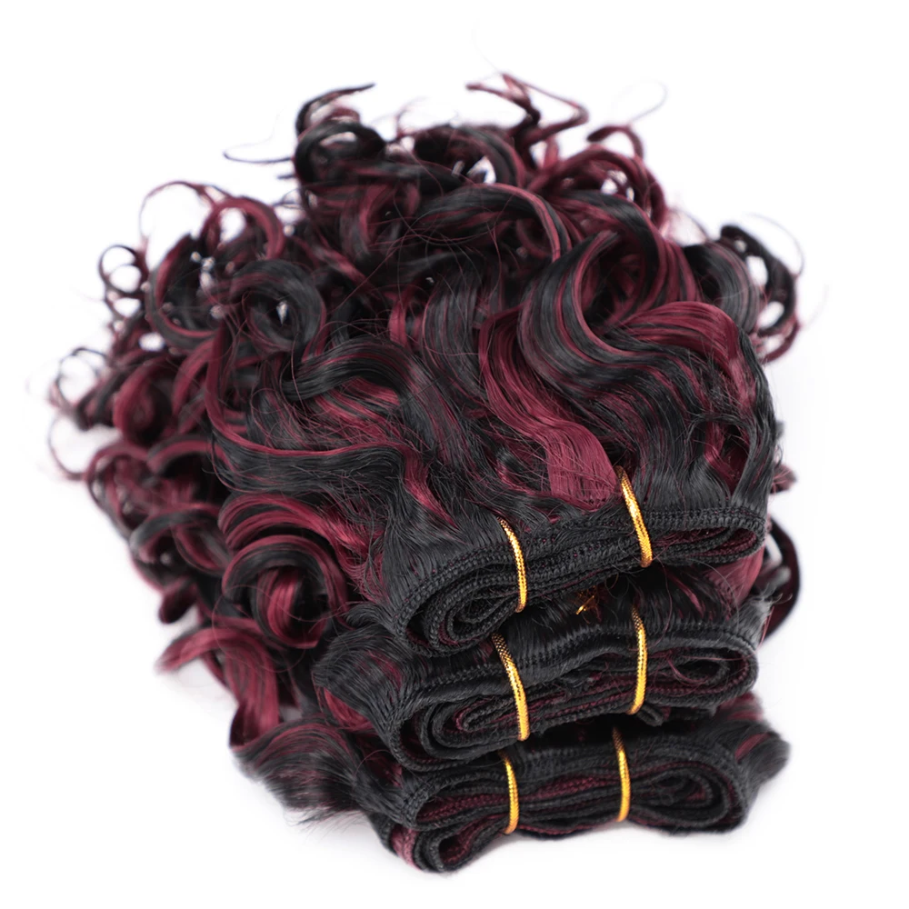 Элегантные Музы афро кудрявые высокотемпературные синтетические волосы уток для наращивания вязанные волосы 3 шт./лот Омбре волосы Weavings