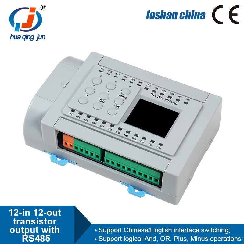 Huaqingjun 12DI 12DO Ʈ  PLC RS485 Modbus RTU PLC, ġ ũ