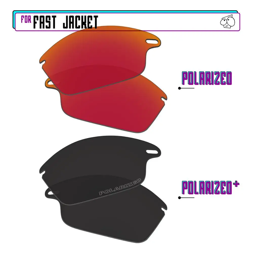 

EZReplace Polarized Replacement Lenses for - Oakley Fast Jacket Sunglasses - Black P Plus-Red P