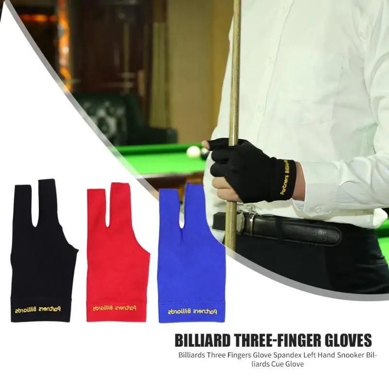 Billiards Three Fingers Glove Spandex Left Hand Snooker Billiard Cue Glove Free Size Fitness Sports Accessories Equipment