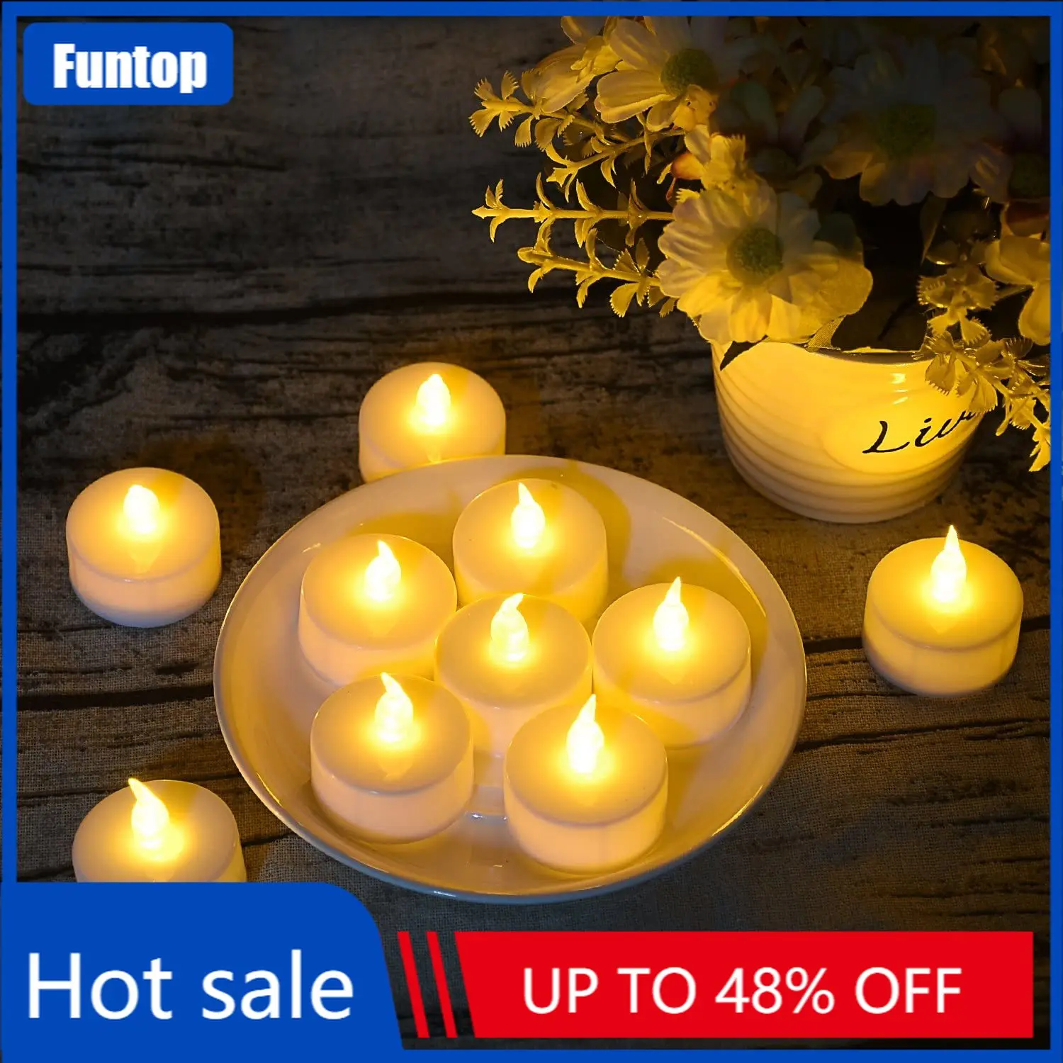 24Pcs LED Candles Warm White Led Flameless Battery Operated Moving Artificial Tea Light for Wedding Anniversary Party | Дом и сад
