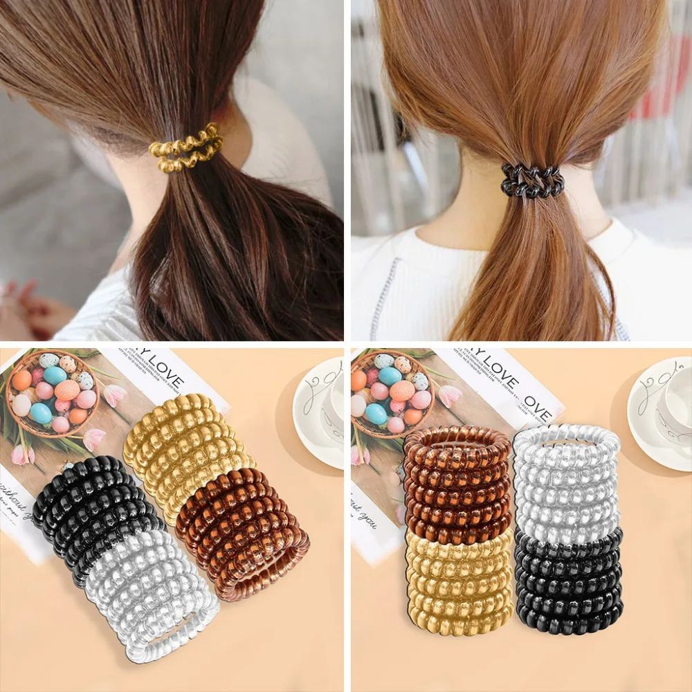 10PC Telephone Elastic Hair Bands Transparent Silicone Rubber Bands Spring Gum For Hair Ties Hair Accessories wholesale 9PC 20PC