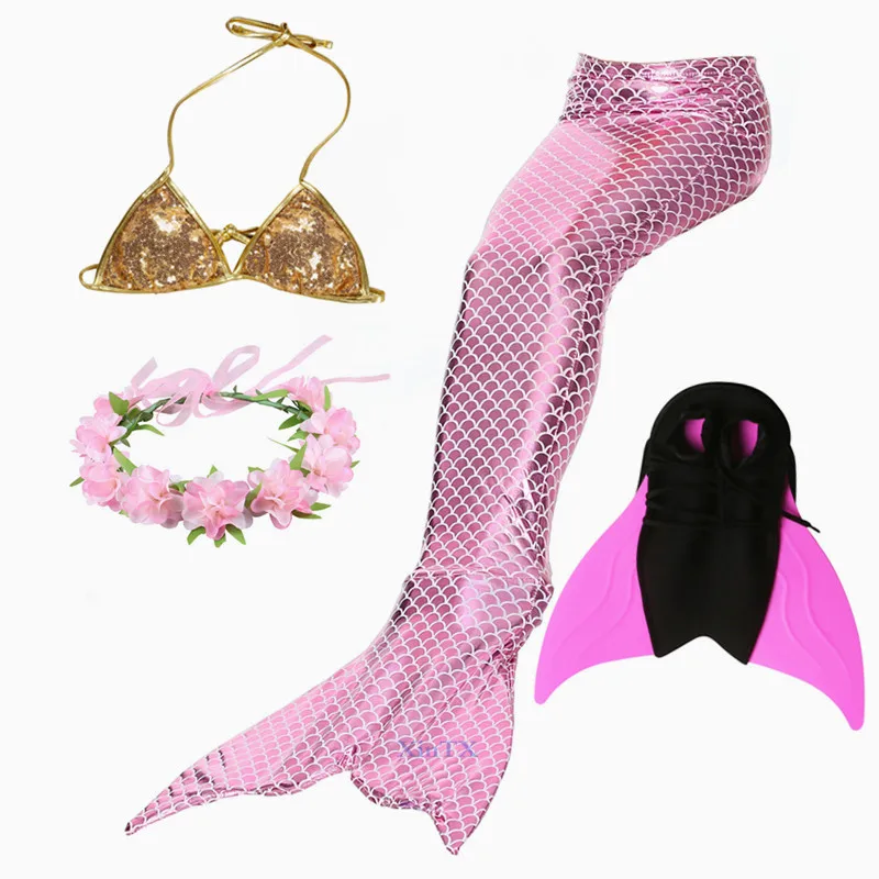 

HOT Kids Adult Girls Mermaid Tails with Fin Swimsuit Bikini Bathing Suit Dress for Girls With Flipper Monofin For Swimsuit