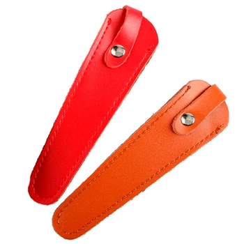 

2x Orange/Red Leather Hair Scissor Pouch Single Piece Scissor Holder Bag in Cow Leather Durable Use Salon Tools Bag