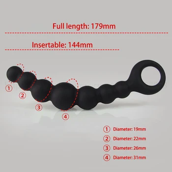 Handheld Anal Plug 7 Butt Beads Soft Silicone Sex Toys for Couple Female Vagina Masturbator Male Prostate Massage Adult Product 6