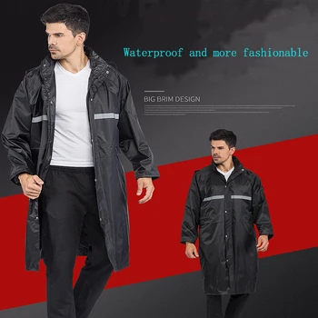 

Stylish EVA Black Adult Raincoat Outdoor Men's Long Thicken Style Hiking Poncho Environmental rain coat
