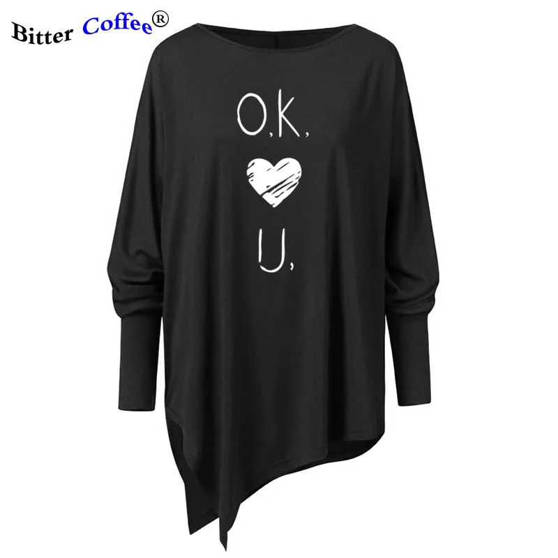 Новинка размера плюс Женская Повседневная Асимметричная толстовка женская