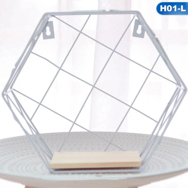 Железная сетка настенная полка комбинированная настенная подвесная геометрическая фигура для украшения стен гостиной спальни скандинавские стойки - Цвет: H01-L