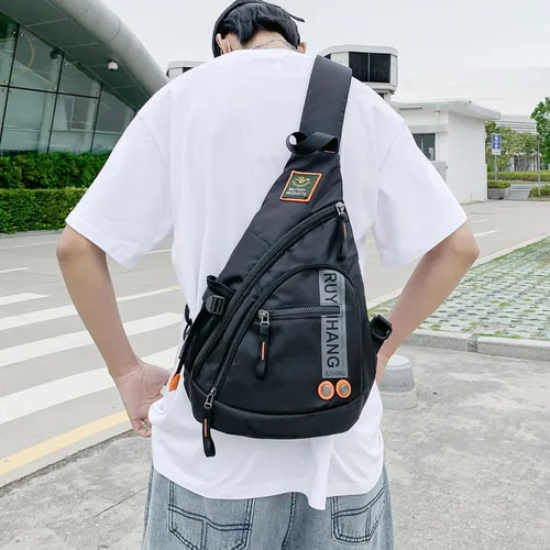 남성 어깨 가방 여행 Crossbody 가방 남자 군사 가슴 가방 학교 여행 방수 나일론 메신저 가방 블랙 그린 2