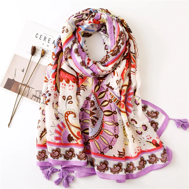 foulard-en-coton-imprime-paisley-pour-femmes-couleur-violette-fantastique-echarpe-de-luxe-design-enveloppant-hijab-couleurs-vives-chale-nouveau