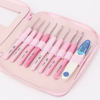 

Sweater Needle Knitting Tool New Style Gradient Color Soft Handle Crochet Hook Set of 8 Pcs PU Packaging with Accessories Sewing
