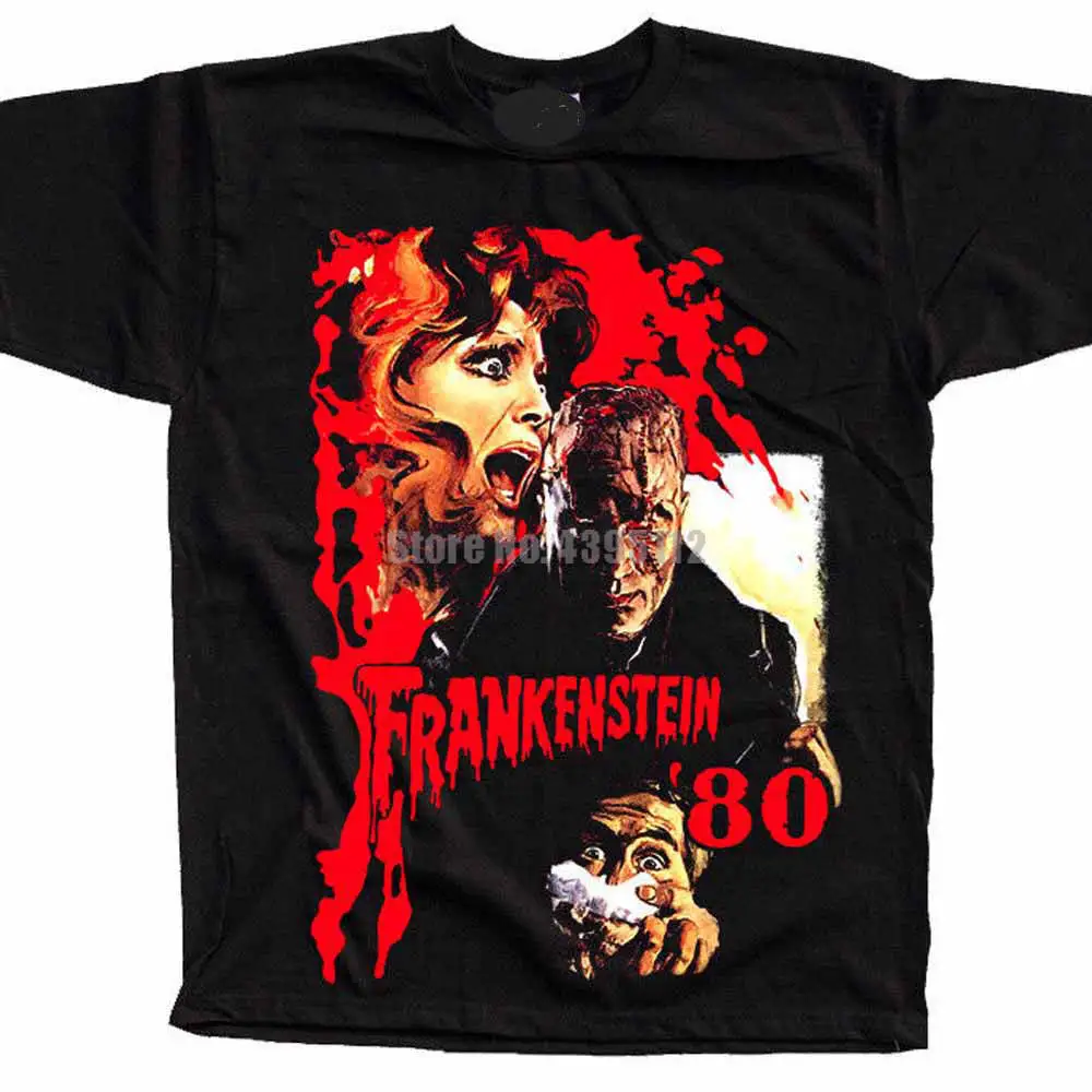 Женская футболка в стиле хип-хоп Frankenstein ➀ уличная черные и белые футболки Xxxxl