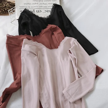 

Heliar Underwear Laced Up Hem Pullover thermal Sweater Women Autumn Winter Solid Casual Solid Knitting Pullovers Women