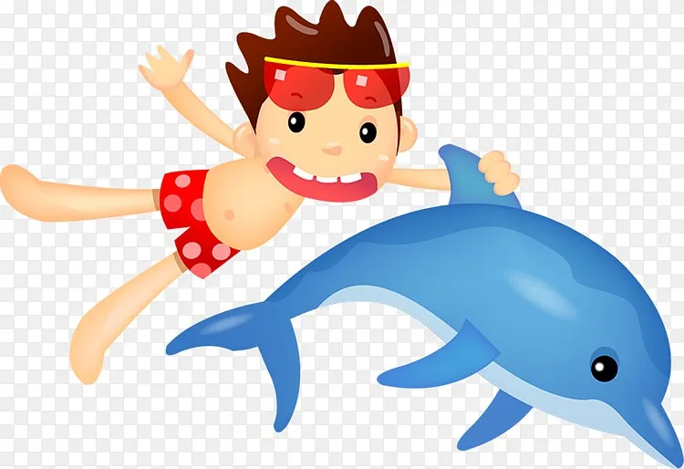 卡通海豚与男孩png图片素材免费下载 图片编号qpebaxoe Pngbag素材网