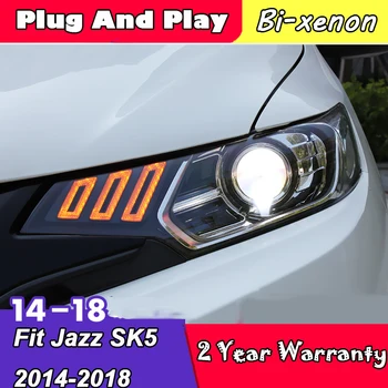 

For TOYOTA Fit Jazz SK5 LED Headlight 2014-2018 Year With DRL Front Lamp Assembly Dynamic Turning Light For MUSTANG Style