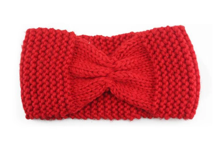 KHGDNOR Wool Knitted Hairband Winter Warm Fashion Button Cross Headband Solid Color Elastic Head Band for Women Girls