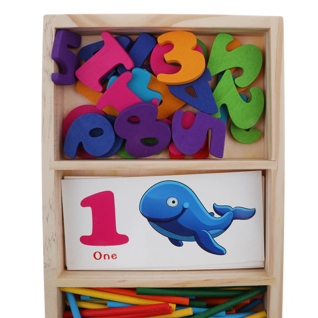 Wooden Counting Stick & Number Cards Calculation Game Math Educational Toy