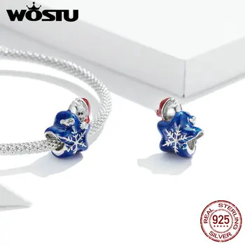 

WOSTU Genuine 925 Sterling Silver Santa Claus Metal Beads Charm for Original Women Silver Bracelet DIY Jewelry Making DAC372