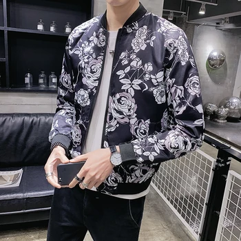 

Jaqueta Masculino Party Jacket Men Chaqueta Hombres Bombardero Vintage Jacket Men Floral Print Jacket Men Casual Jacket Man 5xl