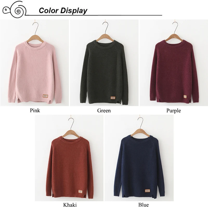 Women Knitted Sweater O-neck Casual Female Sweaters 5 Colors Available Female Pullover Basis Pull Jumper trui