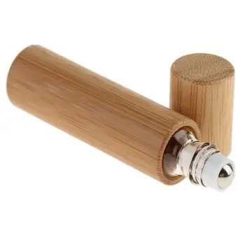 

1pcs 10ml Natural Bamboo Refillable Empty Essential Oil Perfume Fragrance Scent Steel Roller Ball Bottle for Home Travel Salon