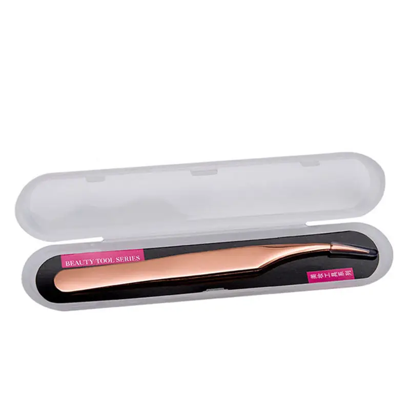 Rose Gold Stainless Steel Hot Sale New Stainless Steel Pink Straight Bend Tweezer For Eyelash Extensions Nail Art Nippers 5