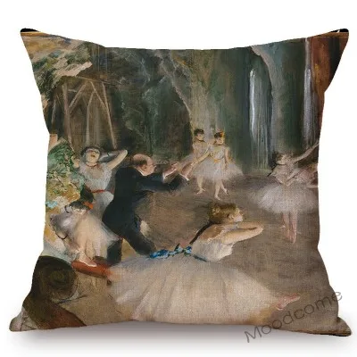 T370-21 Художественная Картина маслом Edgar Degas Impressionism, коллекция балета, танцовщицы, домашний декор, диван, льняная наволочка, наволочка - Цвет: T370-21