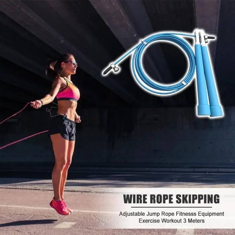 3 м скакалки кабель Сталь Регулируемый Быстрый Скорость ABS ручкой скакалки Crossfit занятий боксом спортивных упражнений