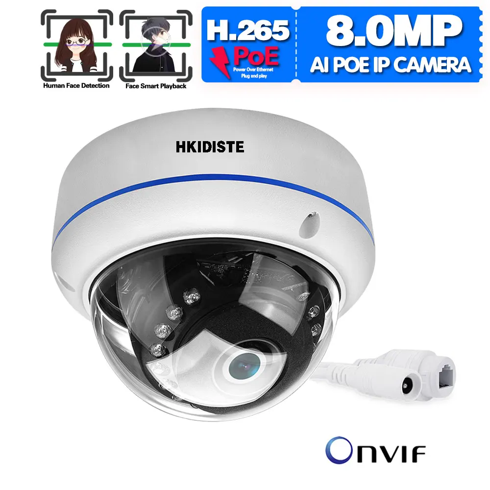 

CCTV Security IP POE Dome Camera 4K Outdoor Waterproof Face Detection 8MP Indoor Home Surveillance Cameras POE IP Cam System 5MP