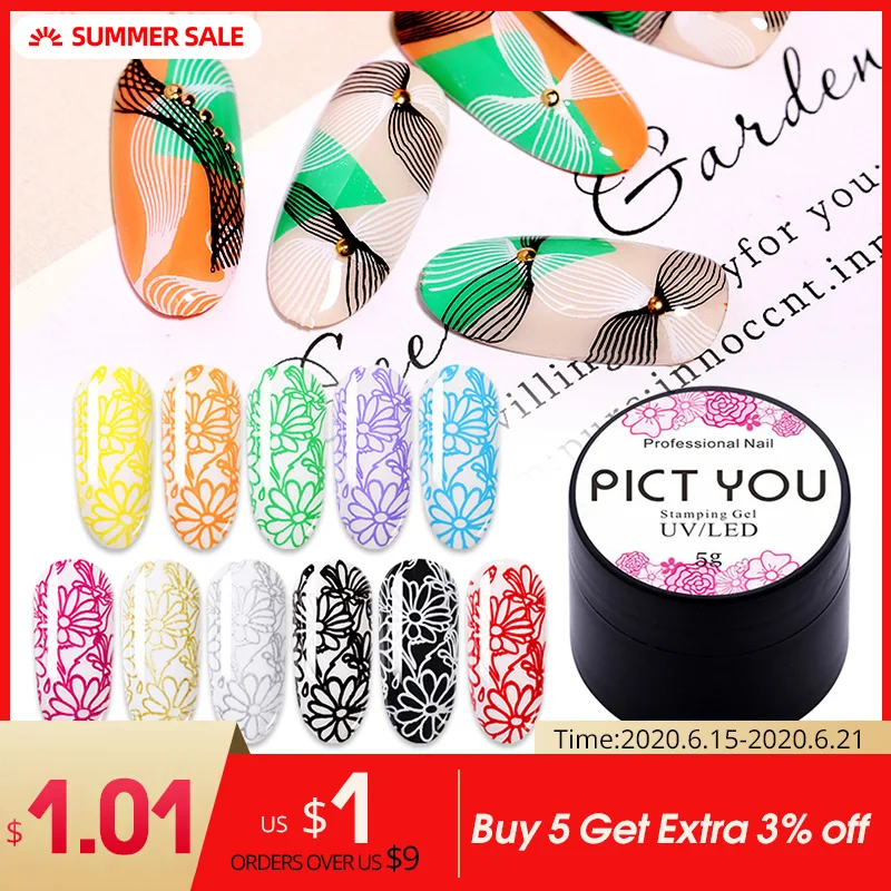 PICT YOU 5ml Stamping Gel Polish Semi Permanent Vernis Paint Gel With