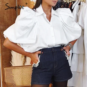 

Simplee Elegant bat sleeve women blouse shirt Chic short sleeve female top blouse Casual streetwear party club ladies top shirt