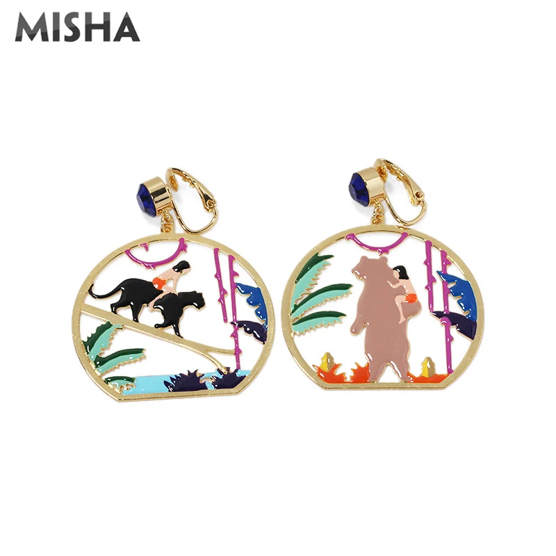 MISHA, винтег, серьги, женская серьга-подвеска, милый лес, детский дизайн, ручная работа, эмаль, глазурованные украшения для девочек, женская серьга, набор L1017 - Окраска металла: Clip Earrings