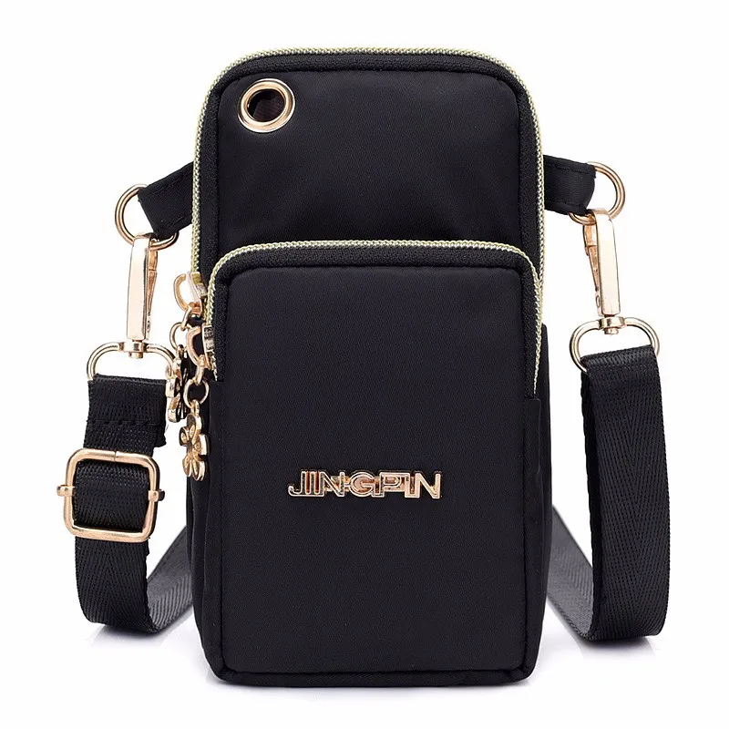 Женская сумка-мессенджер, популярная сумка для мобильного телефона, повседневная сумка-кошелек для монет 6 дюймов, одноцветная многофункциональная сумка - Цвет: Black