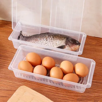 

Hot-selling kitchen refrigerator moisture-proof seafood drain fresh-keeping box sealed storage with pad