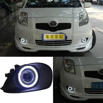 

For Toyota yaris 2007-2009 High Quality Superb COB Angel Eyes Halo FogLights Projector Lens With Black Fog Cover