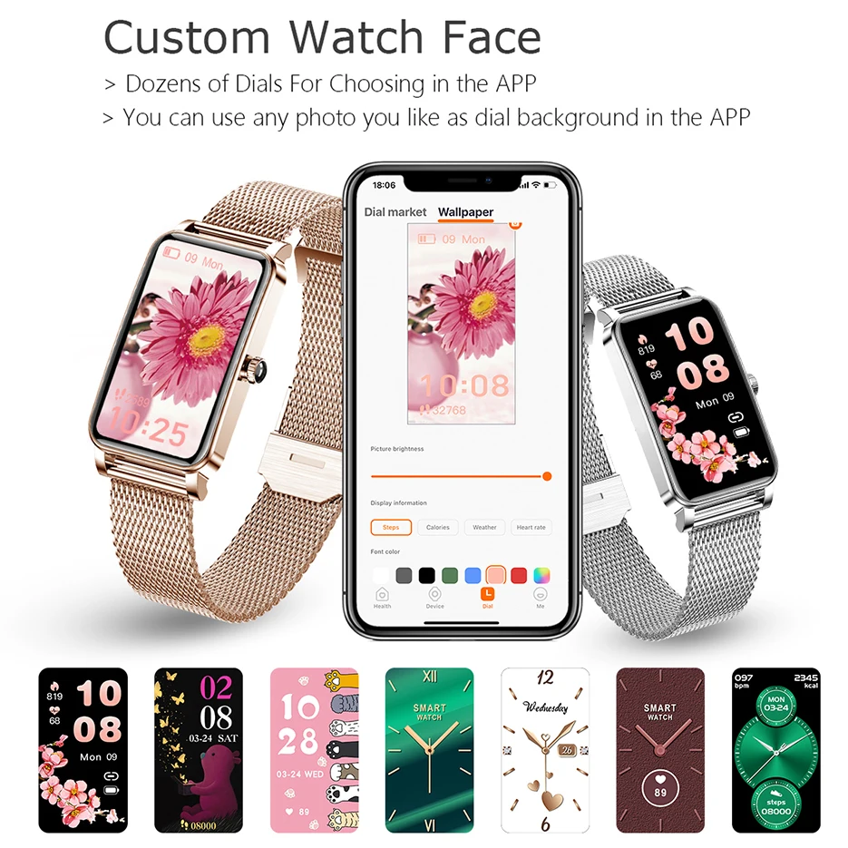 Smart Watch Women Smart Watch Dials Full Touch Screen IP68 Waterproof Heart Rate Monitor