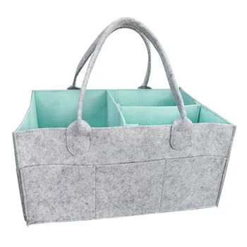 

Nursery Diapers Organizer Dual Layer Storage Bag Felt Multi Pockets Baby Large Capacity Tote
