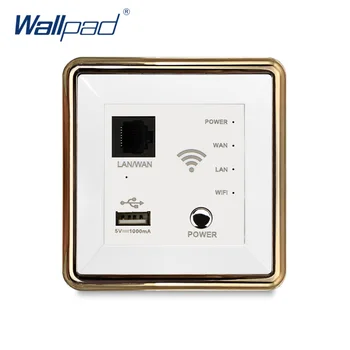

Wallpad 300M Wifi AP Router Wall Light Switch Wifi Repeater White Panel Gold Edge