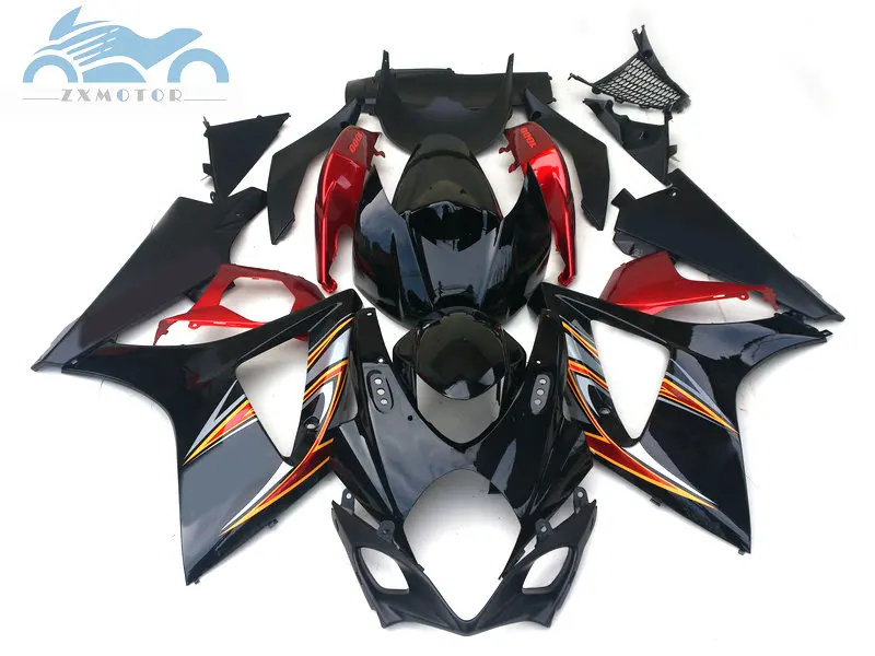 Пользовательский обтекатель для SUZUKI K7 GSXR1000 2007 2008 антиблокировочная система, мотоциклетные обтекатели комплект GSX R1000 07 08 GSXR 1000 черный послепродажный кузов - Цвет: Red Black