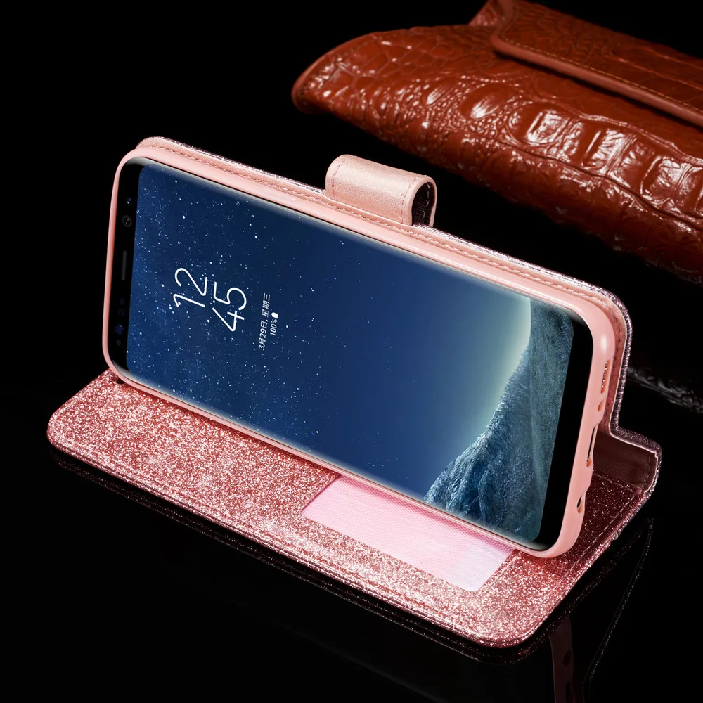 Чехол с цепочкой и бриллиантами для samsung S10 Plus S9 S8 S10E S7 Edge, кожаный чехол-книжка, блестящий сверкающий чехол для samsung S10 Plus, чехол для телефона