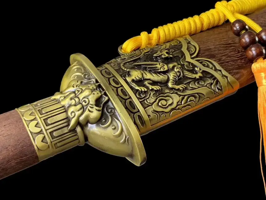 WUSHU Broadsword Blade Chinese Sword Manganese steel Blade DAO Lucky beast case