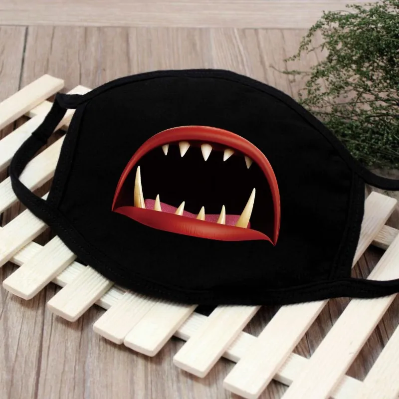 1pc Cute Unisex Funny Tooth Dust Mask Lips Fangs Cotton Mask Cartoon Kpop Flu Mask Emotiction Masque Hot