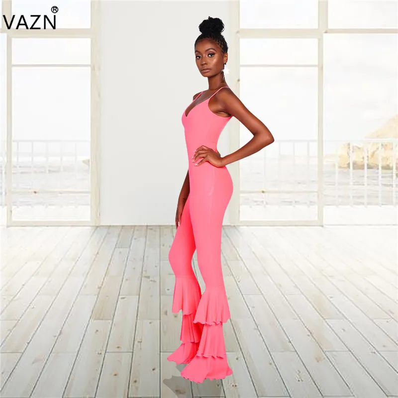 VAZN ME309 Новые комбинезоны для молодых сексуальных клубов, популярный стиль, однотонные без рукавов, aSpaghetti, на ремешке, с открытой спиной, женские ботинки, эластичный комбинезон с вырезами