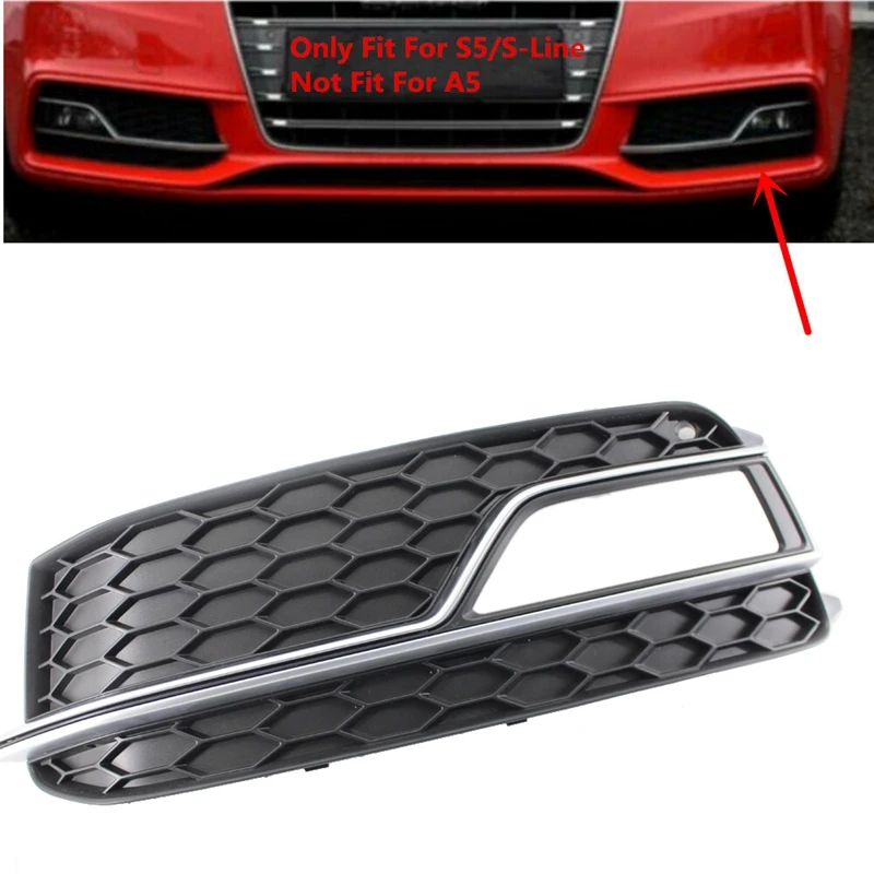 

Front Bumper Honeycomb Fog Light Lamp Grille Chrome Grill Cover Fit for AUDI A5 Sline S5 2013-2017 LH Left 8T0807681M
